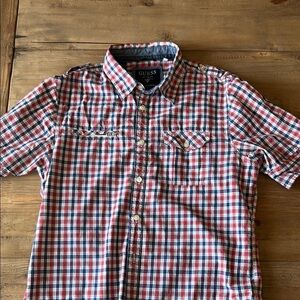 Guess Red and Blue Casual Button Down Shirt